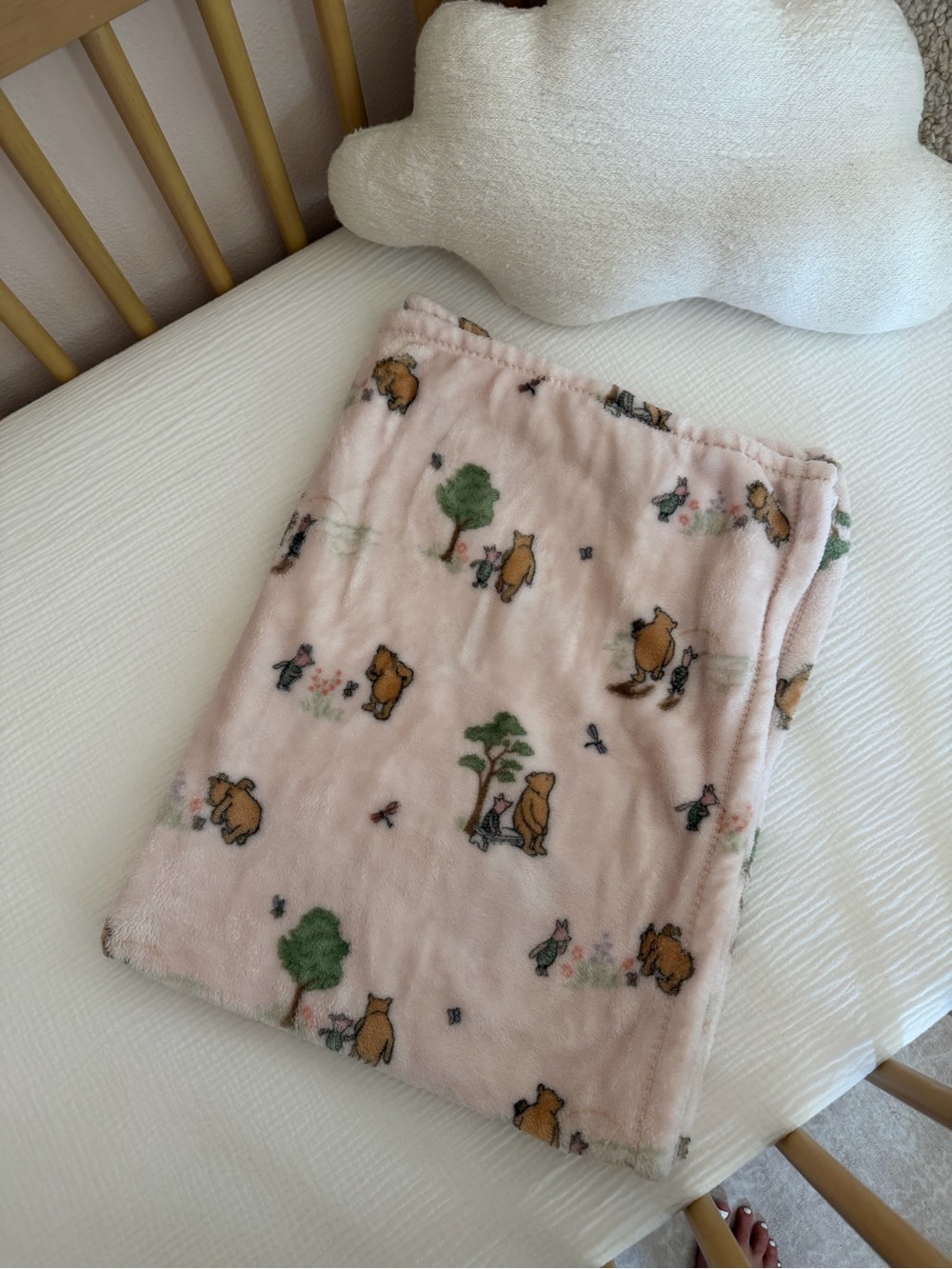 Pink Plush Pooh Bear Baby Blanket